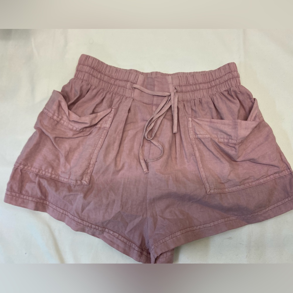 Free People Pink / Blush linen drawstring shorts size S